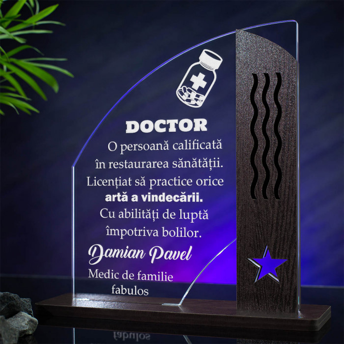 Trofeu Medici, Medic de familie, Cadou personalizat Doric
