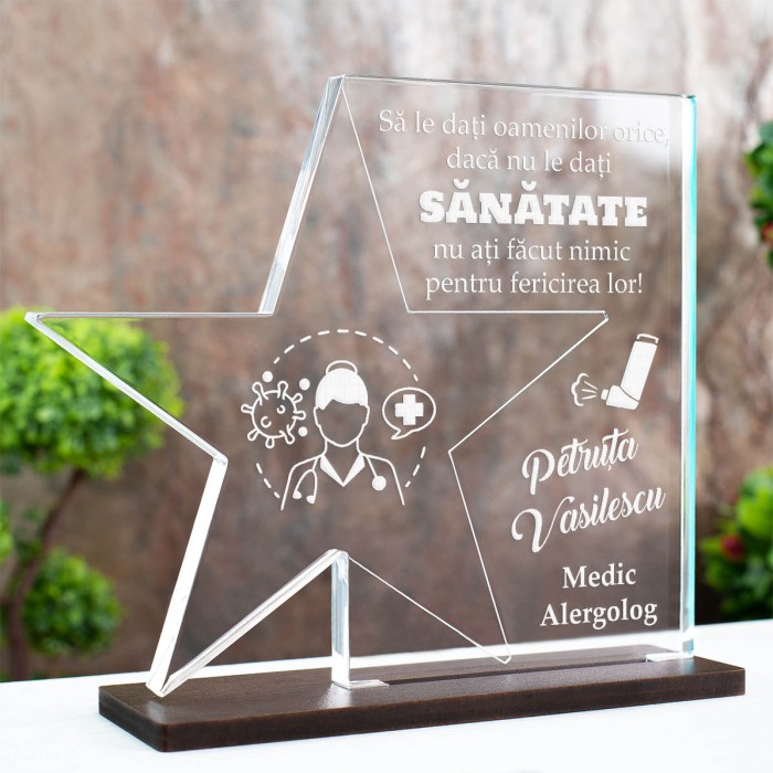 Trofeu Medici, Medic Alergolog, Cadou personalizat Stea