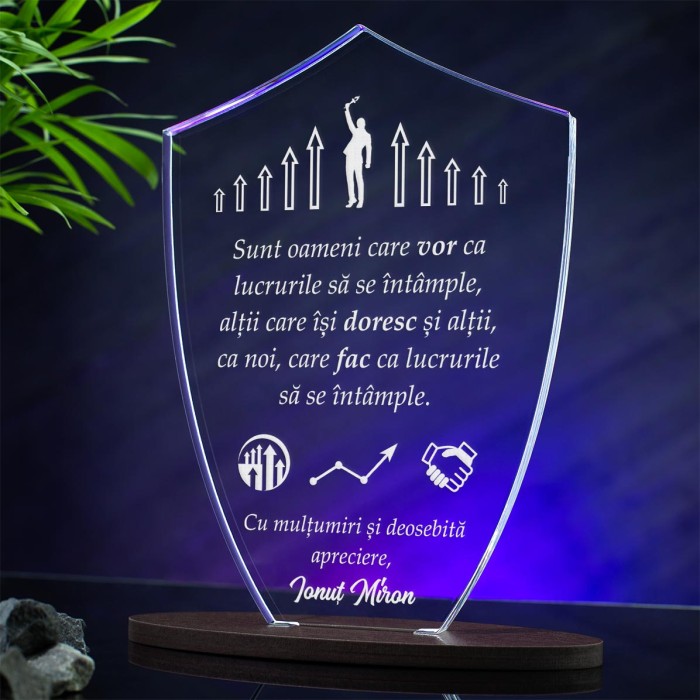 Trofeu Afaceri, Noi actionam, Cadou personalizat Scut
