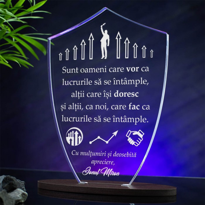 Trofeu Afaceri, Noi actionam, Cadou personalizat Scut