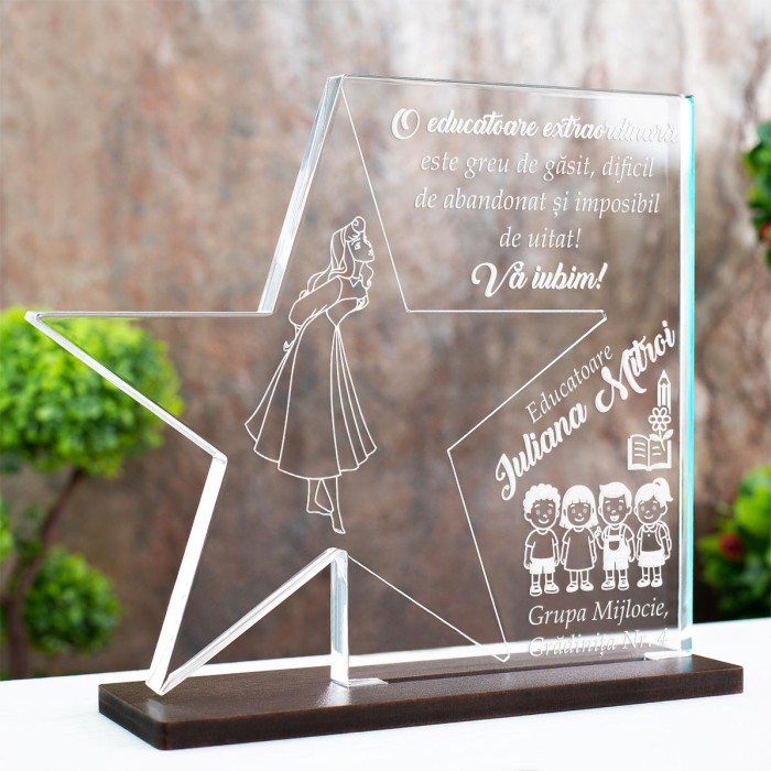 Trofeu Gradinita, Educatoare extraordinara, Cadou personalizat Stea