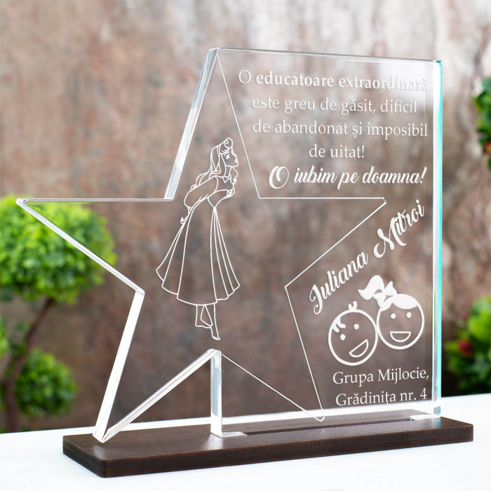 Trofeu Gradinita, Educatoare extraordinara, Cadou personalizat Stea