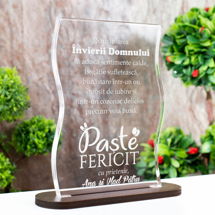 Trofeu Paste, Cozonac si oua rosii, Cadou personalizat Coloana
