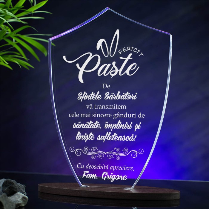 Trofeu Paste, Sarbatori fericite, Cadou personalizat Scut