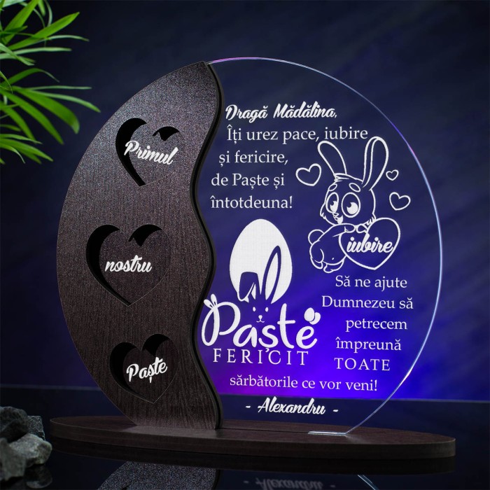 Trofeu Paste, Primul an impreuna, Cadou personalizat Semiluna
