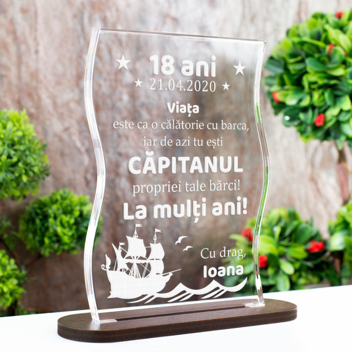 Trofeu Majorat, Capitanul propriei vieti, Cadou personalizat Coloana