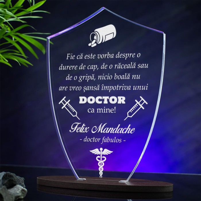Trofeu Medici, Boala nu are nicio sansa, Cadou personalizat Scut