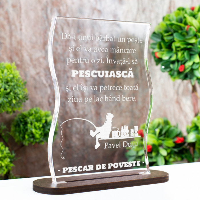 Trofeu Pasionati de pescuit, Pescar de poveste, Cadou personalizat Coloana