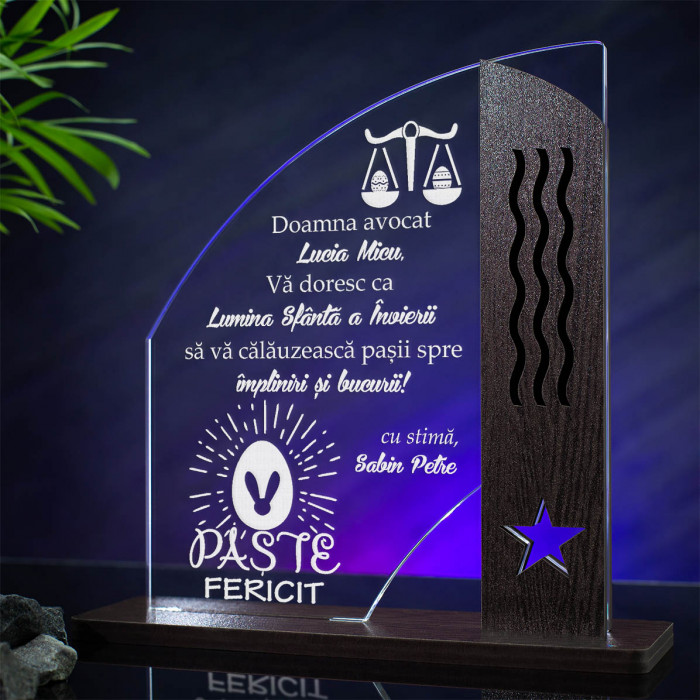 Trofeu Paste, Urare avocat, Cadou personalizat Doric