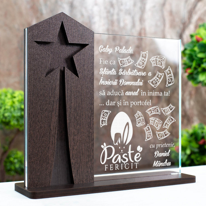 Trofeu Paste, Aur in inima si buzunar, Cadou personalizat Astru