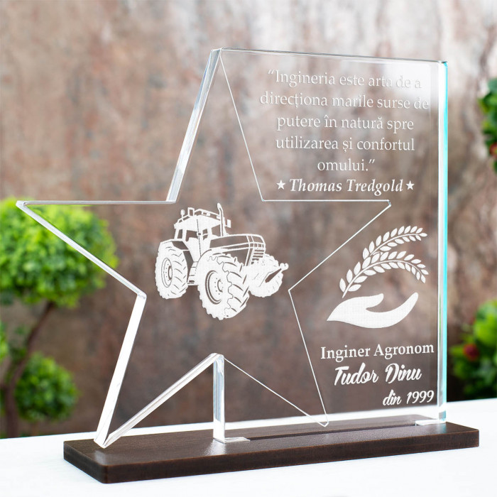 Trofeu Inginerie, Inginer agronom, Cadou personalizat Stea
