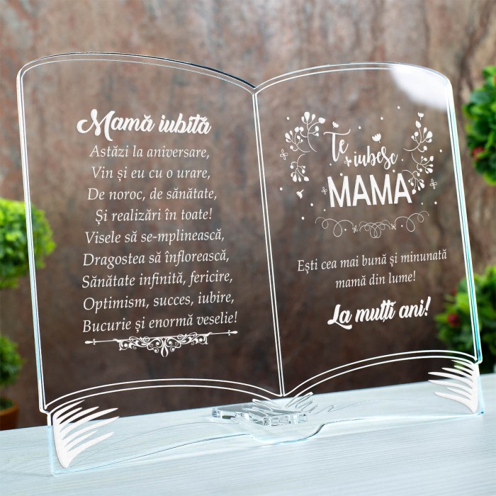 Placheta Aniversare mama, Succes si iubire, Cadou personalizat Carte