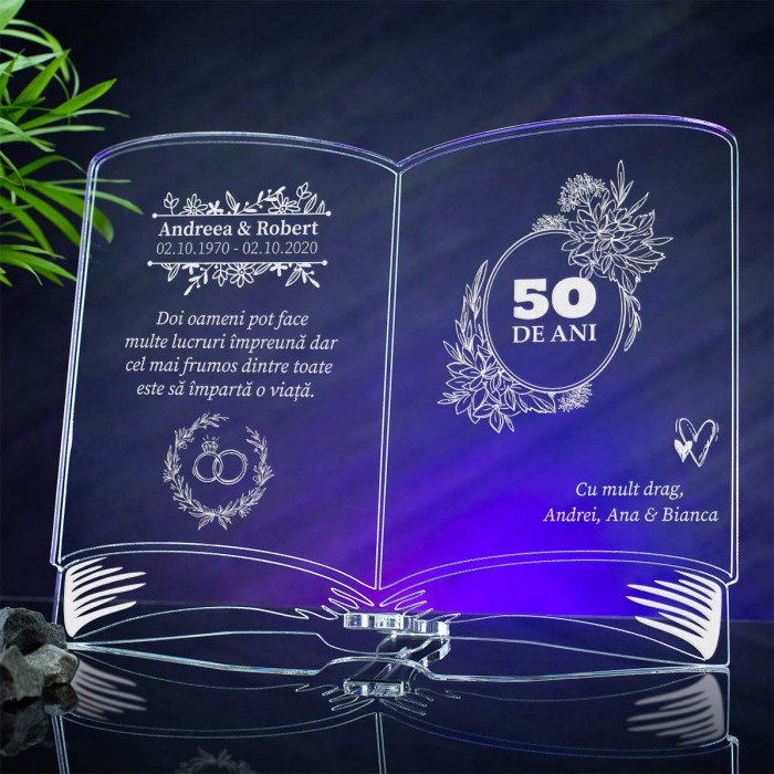 Placheta Aniversare, Nunta de Aur, Cadou personalizat Carte