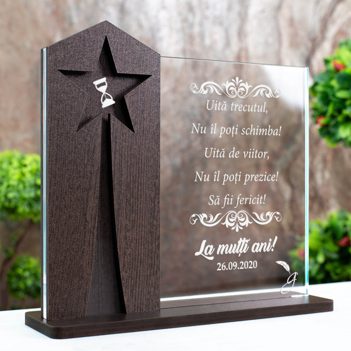 Trofeu Aniversare prieteni, Timpul trece, Cadou personalizat Astru