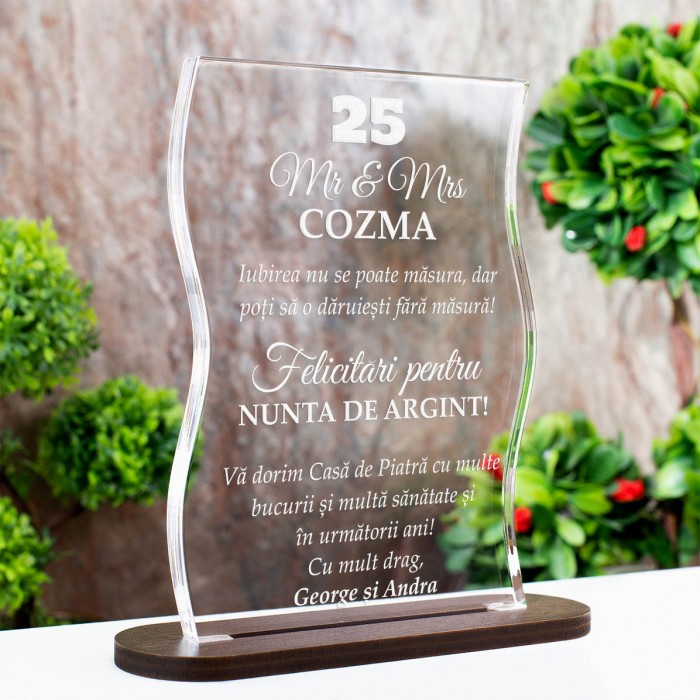 Trofeu Aniversare casatorie, Nunta de argint, Cadou personalizat Coloana