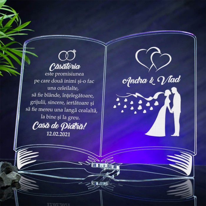 Placheta Casatoriti, Promisiune pe viata, Cadou personalizat Carte