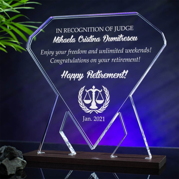 Trofeu Pensionare, Happy retirement, Cadou personalizat Diamant
