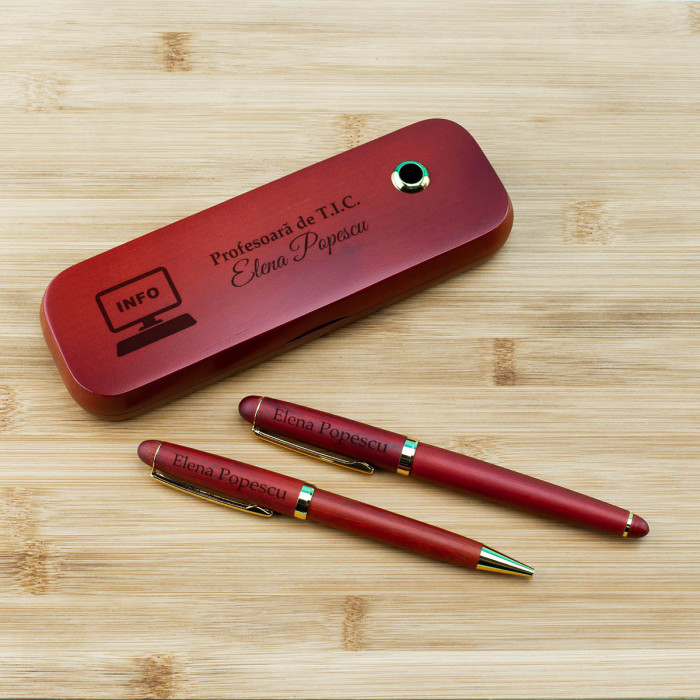 Set de scris Profesor de T.I.C, Algoritmi, Cadou personalizat Stilou