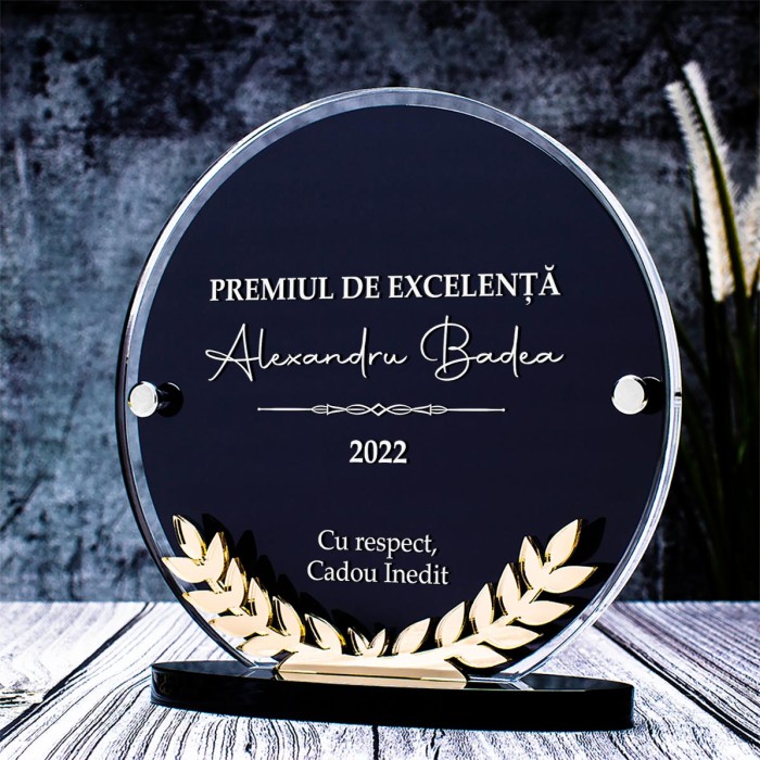 Trofeu Castigator, Premiul de Excelenta, Cadou personalizat Laurus