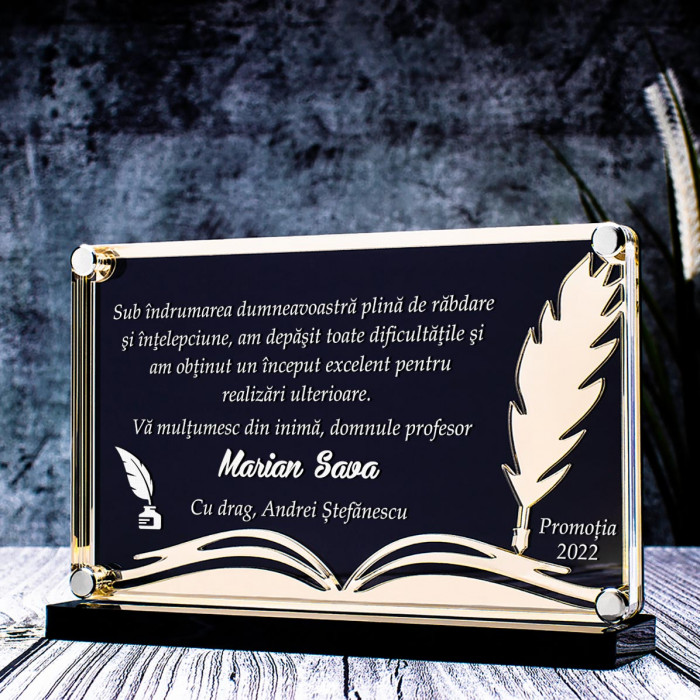 Trofeu Profesor, Inceput Excelent, Cadou personalizat Charta
