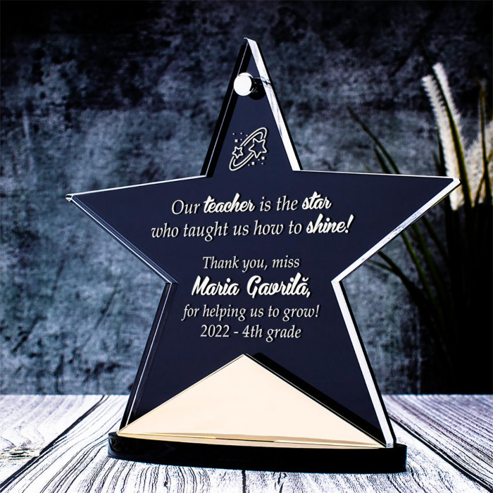 Trofeu Profesor Engleza, Our teacher is the star, Cadou personalizat Orion