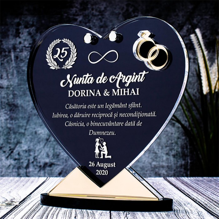 Trofeu Nunta de Argint, Legamant Sfant, Cadou Personalizat Unio