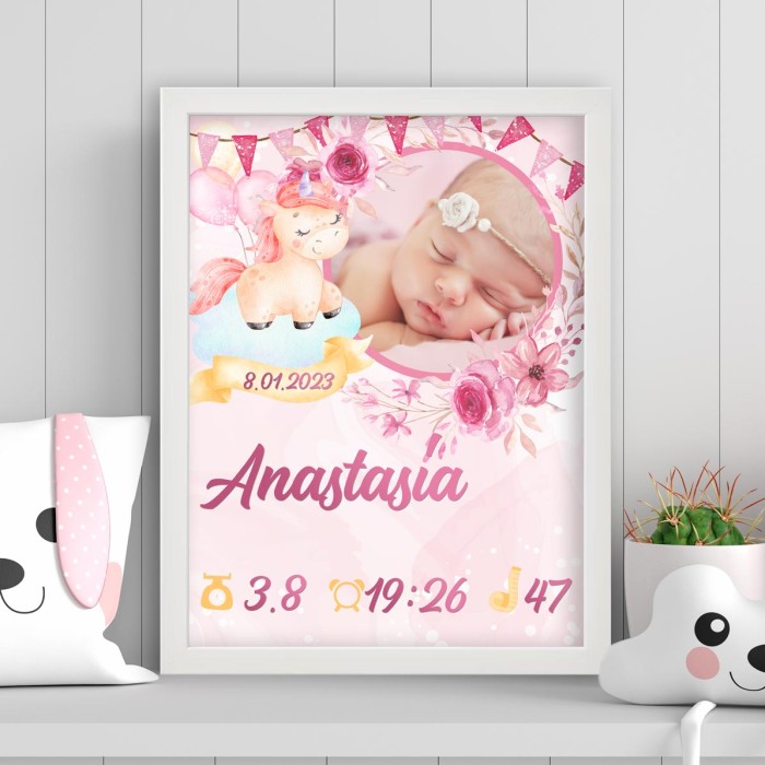 Tablou Nou Nascut, Sunt fetita, A3 Cadou Personalizat