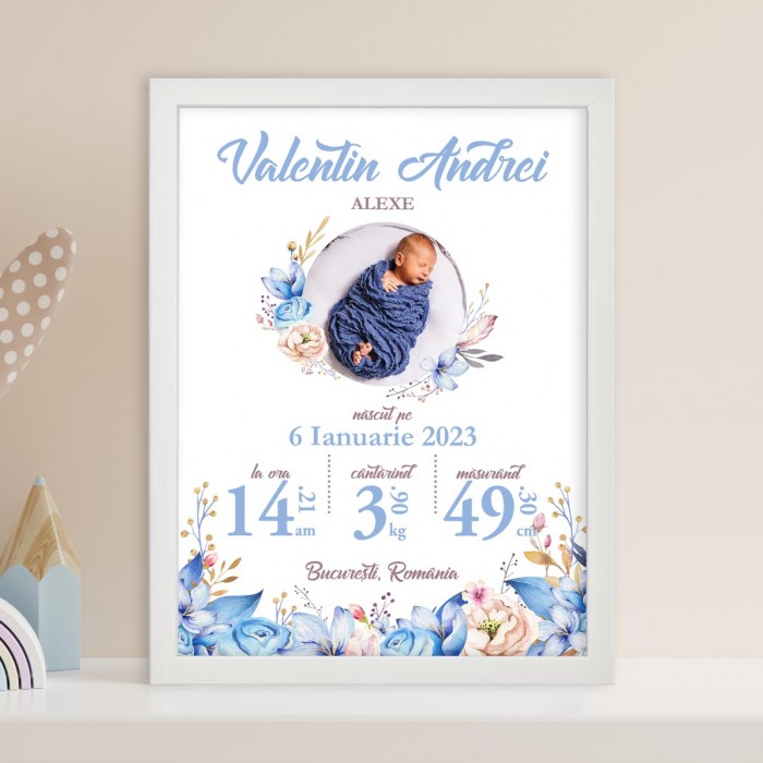 Tablou Nou Nascuti, Bebelino in cifre, A3 Cadou Personalizat