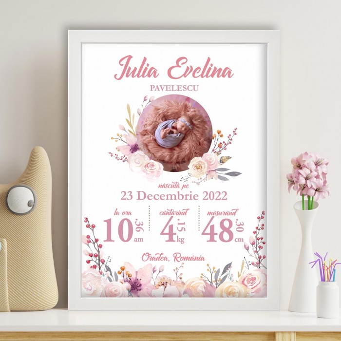 Tablou Nou Nascuti, O floare intre flori, A3 Cadou Personalizat