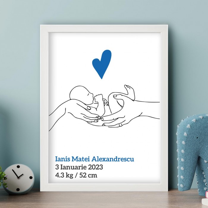 Tablou Nou Nascut, Grija, A3 Cadou Personalizat