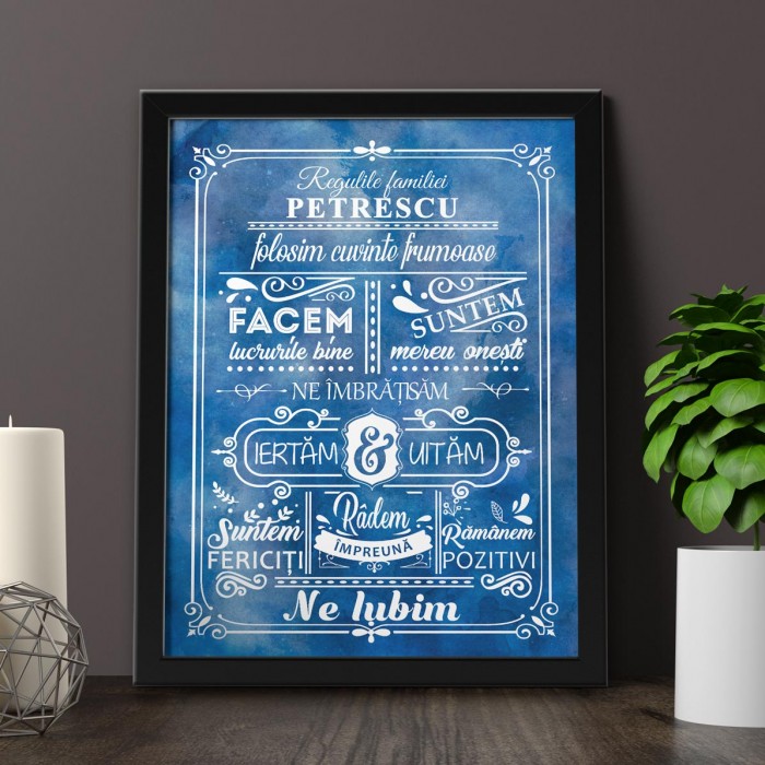 Tablou Familie, Regulile Familiei, A3 Cadou Personalizat