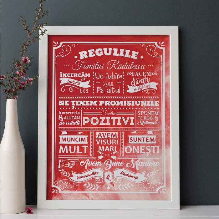 1022 Tablou Personalizat, Regulile Noastre, Cadou Personalizat A3