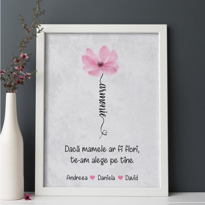 Tablou Mama, Cea mai frumoasa floare, A3 Cadou Personalizat