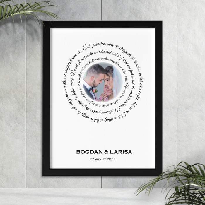 Tablou personalizat Casatorie, 1+1=3, Cadou Personalizat