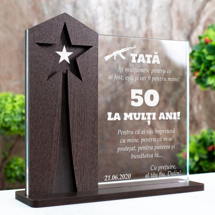 Trofeu Aniversare Parinti, Multumesc tata, Cadouri personalizate Astru