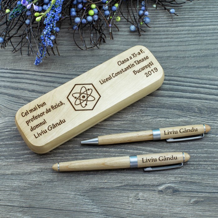 Set de scris Profesor de fizica exemplar, Admiratie, Cadou personalizat Roller