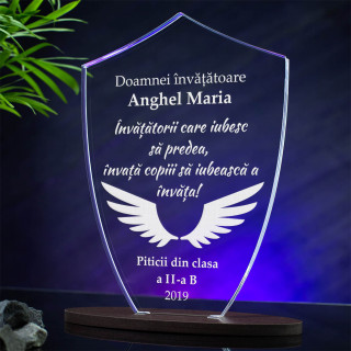 Cadou personalizat Trofeu Plexiglas - Scut pentru dna invatatoare