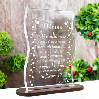 Cadou personalizat Trofeu Plexiglas - Multumesc mama