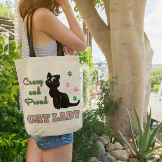 Cadou Personalizat Geanta Canvas Tote Bag -  Crazy Cat Lady
