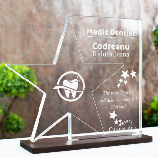 Trofeu Medic dentist, The best dentist, Cadou personalizat Stea