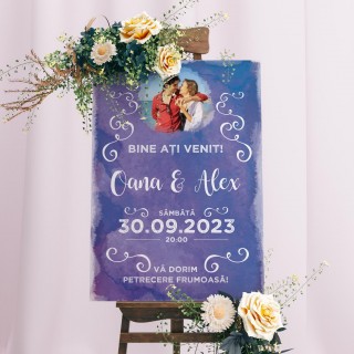 Pancarta personalizata Bine ati venit, Poza cu noi, Accesorii nunta personalizate